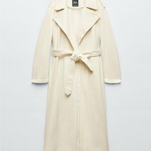 Zara Cream Belted Trench Coat